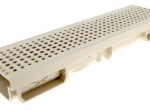 Caniveau bas avec grille piscine PVC sable - long. 0,5m x larg. 130mm - classe A15